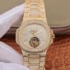 Replica Patek Philippe Nautilus Jumbo 5711 Tourbillon R8 Factory 18K Yellow Gold Diamond Dial