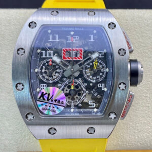 Replica Richard Mille RM11 KV Factory Yellow Rubber Strap
