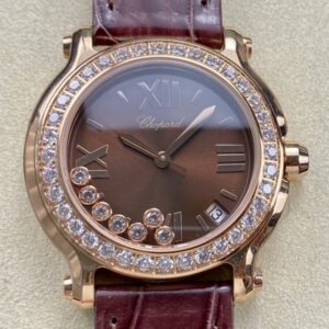 Replica Chopard HAPPY DIAMONDS 277473-5008 YF Factory Dark brown strap- Replica Watches Factory