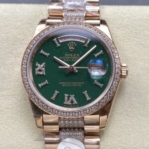 Replica Rolex Day-Date M128345RBR-0069 8+ Factory Green Dial - Replica Watches Factory