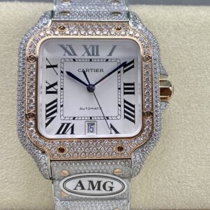 Replica Cartier Santos W2SA0030 AMG Factory Diamond bezel - Replica Watches Factory