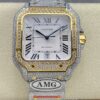 Replica Cartier Santos W2SA0050 AMG Factory White dial - Replica Watches Factory