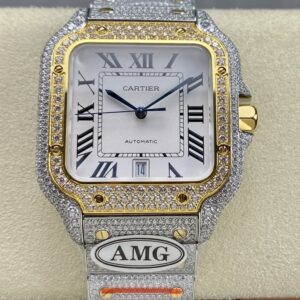 Replica Cartier Santos W2SA0050 AMG Factory White dial - Replica Watches Factory