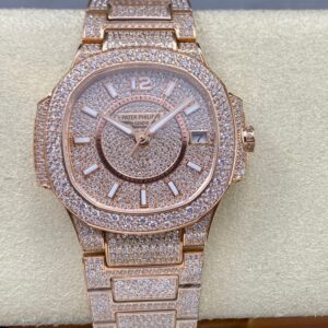 Replica Patek Philippe Nautilus 7021-1R-001 GR Factory Full diamond - Replica Watches Factory